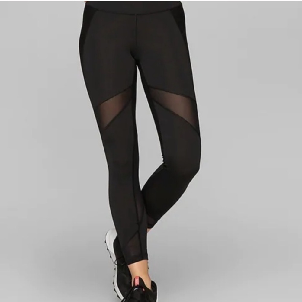 Athleta High Waisted Black Mesh Sculptex Leggings